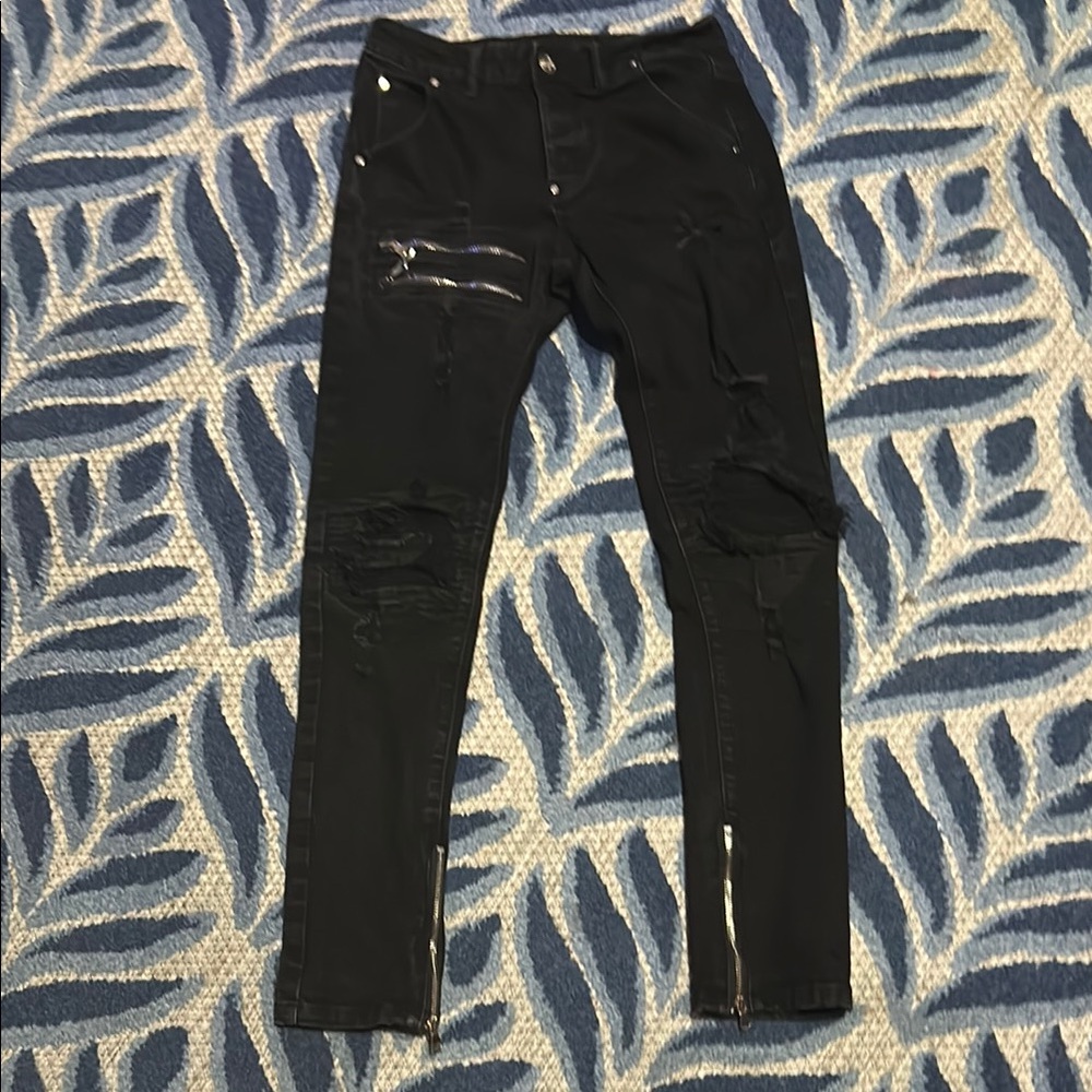 Men's Black Distressed Jeans